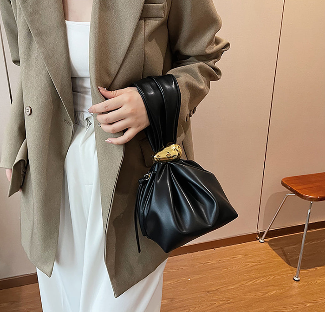 Black Solid One Handle Handheld Bag