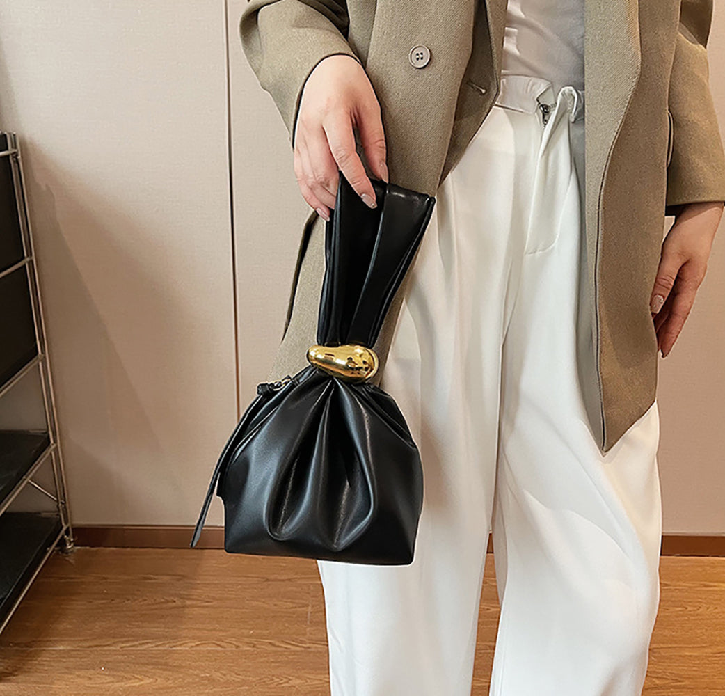 Black Solid One Handle Handheld Bag