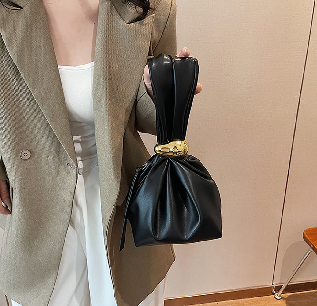 Black Solid One Handle Handheld Bag