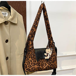 Brown Printed Two Handles Shoulder Bag