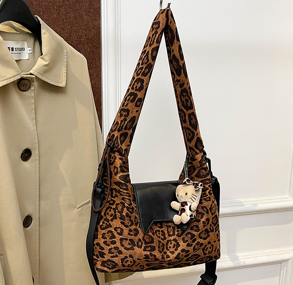 Brown Printed Two Handles Shoulder Bag