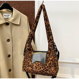 Brown Printed Two Handles Shoulder Bag