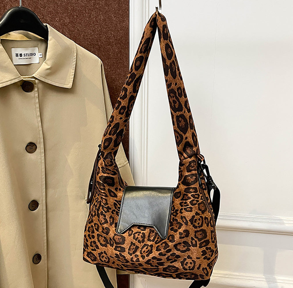 Brown Printed Two Handles Shoulder Bag
