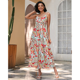 Shoulder Straps Sleeveless Floral Print Maxi Dress