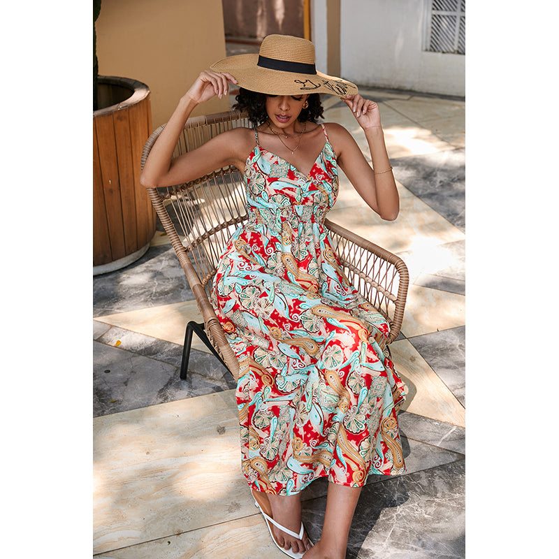 Shoulder Straps Sleeveless Floral Print Maxi Dress