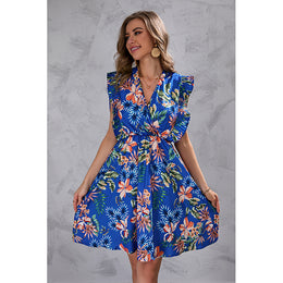 Floral Printed Ruffles A-Line Dress