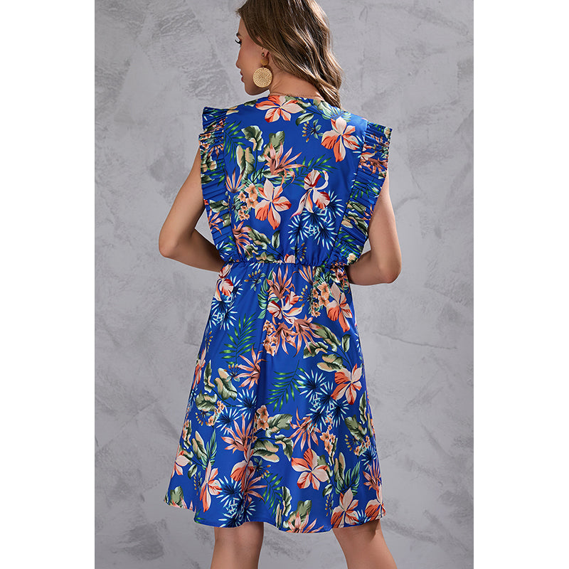Floral Printed Ruffles A-Line Dress