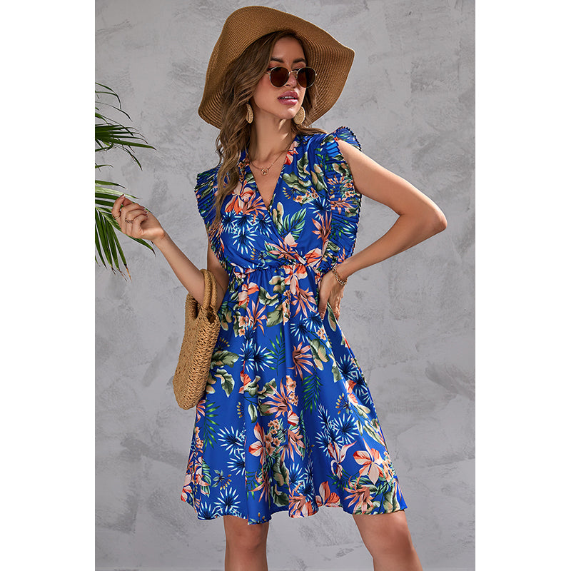 Floral Printed Ruffles A-Line Dress