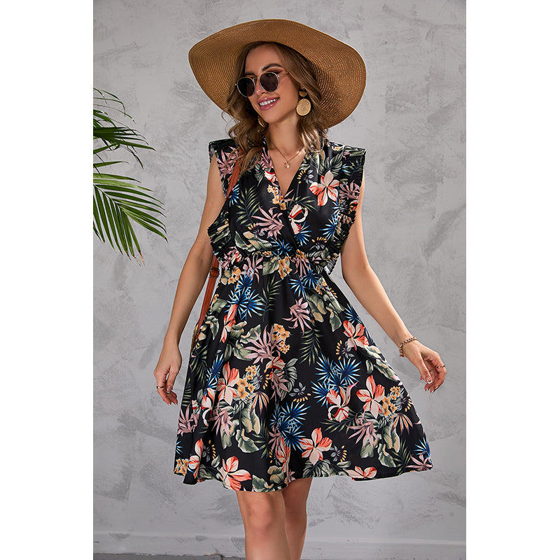 Floral Printed Ruffles A-Line Dress