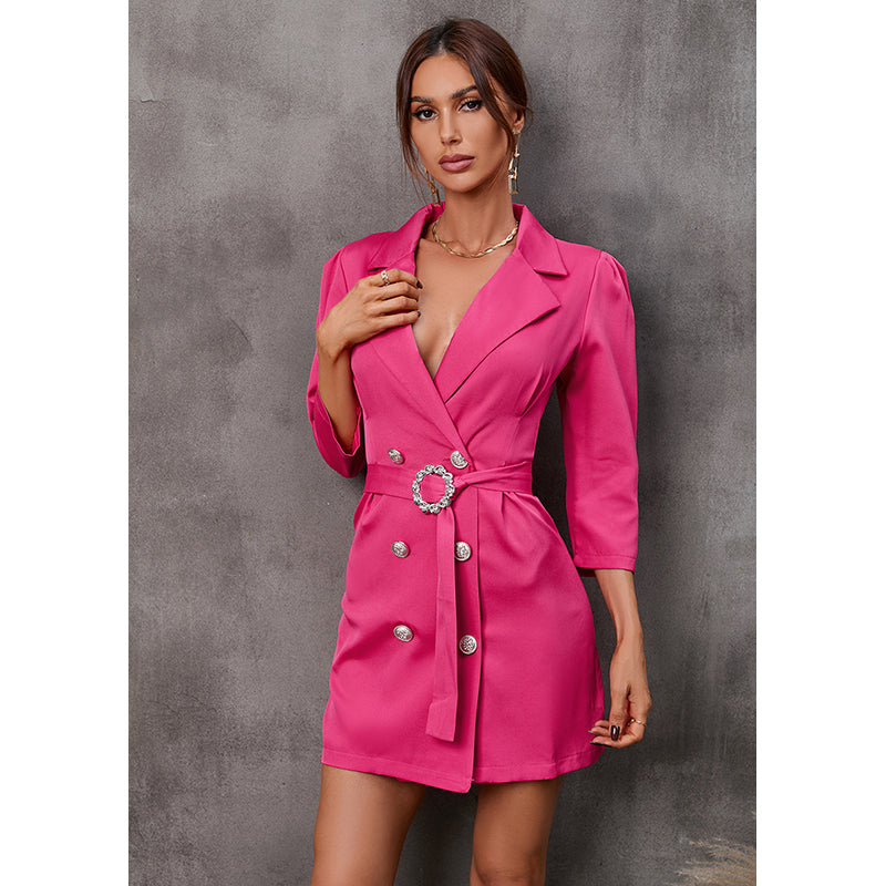 Fuchsia Belted Shirt Mini Dress