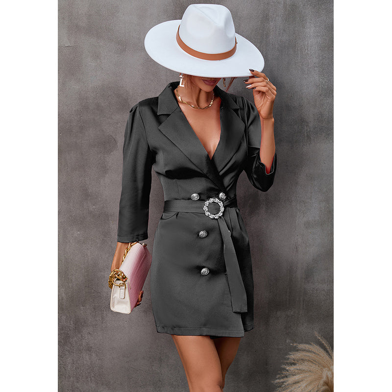 Black Belted Shirt Mini Dress