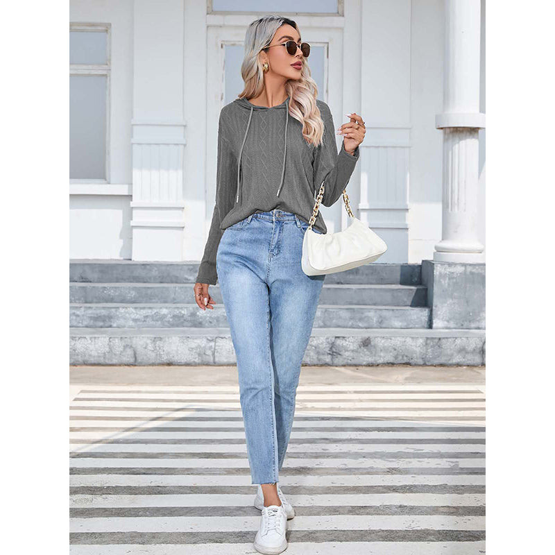 Cable Knit Hooded Pullover