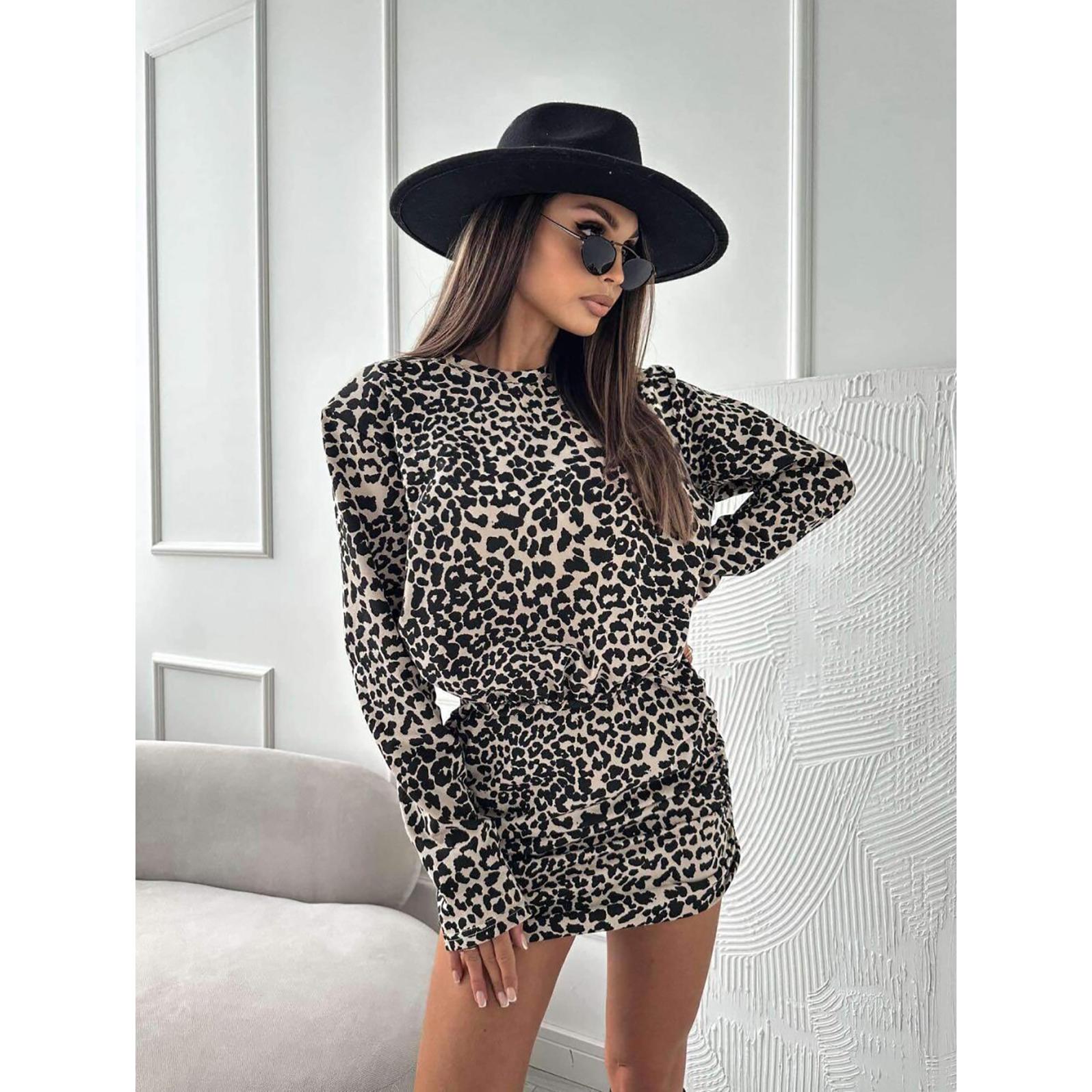 Animal Printed Blouson Mini Dress