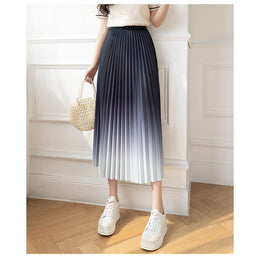 Blue Ombre Dyed Pleated Maxi Skirt