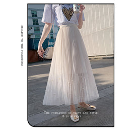 White Flared Pleated Midi Skirt
