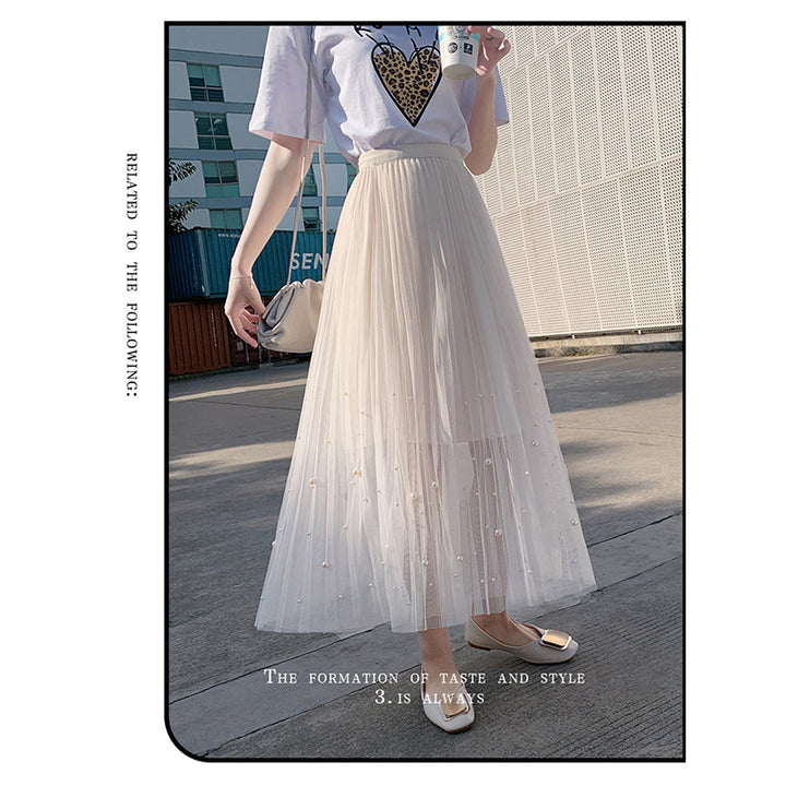White Flared Pleated Midi Skirt