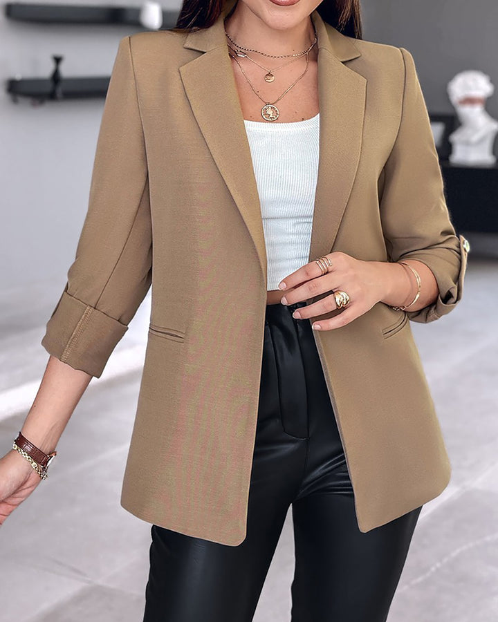 Women Lightweight Shawl Collar Open Front Jacket