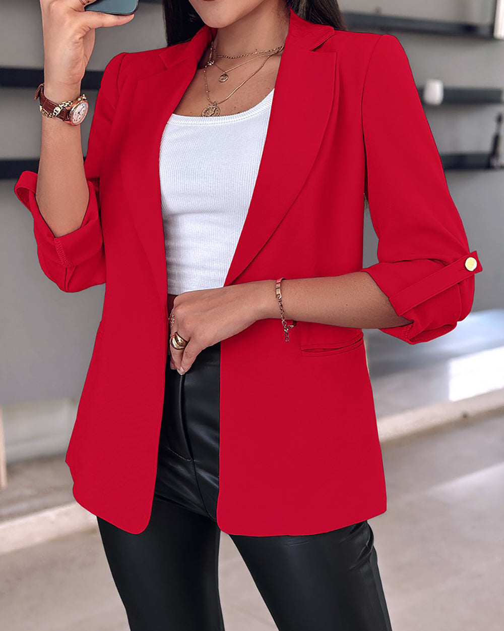 Women Lightweight Open Front Jacket
