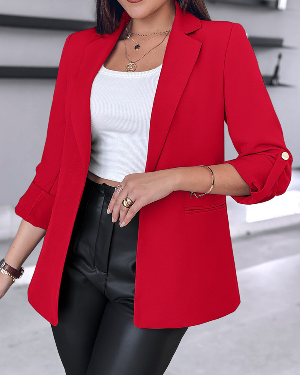 Women Lightweight Open Front Jacket