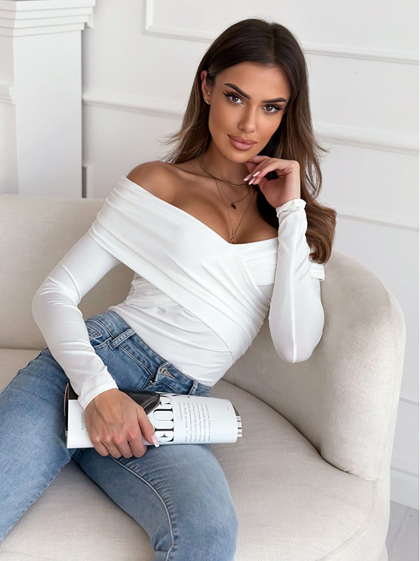 Women Solid Off-Shoulder Top