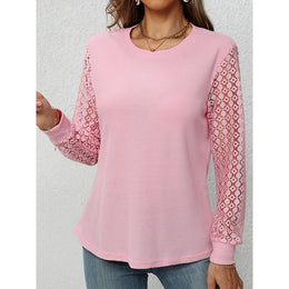 Solid Puff Sleeves Round Neck Top