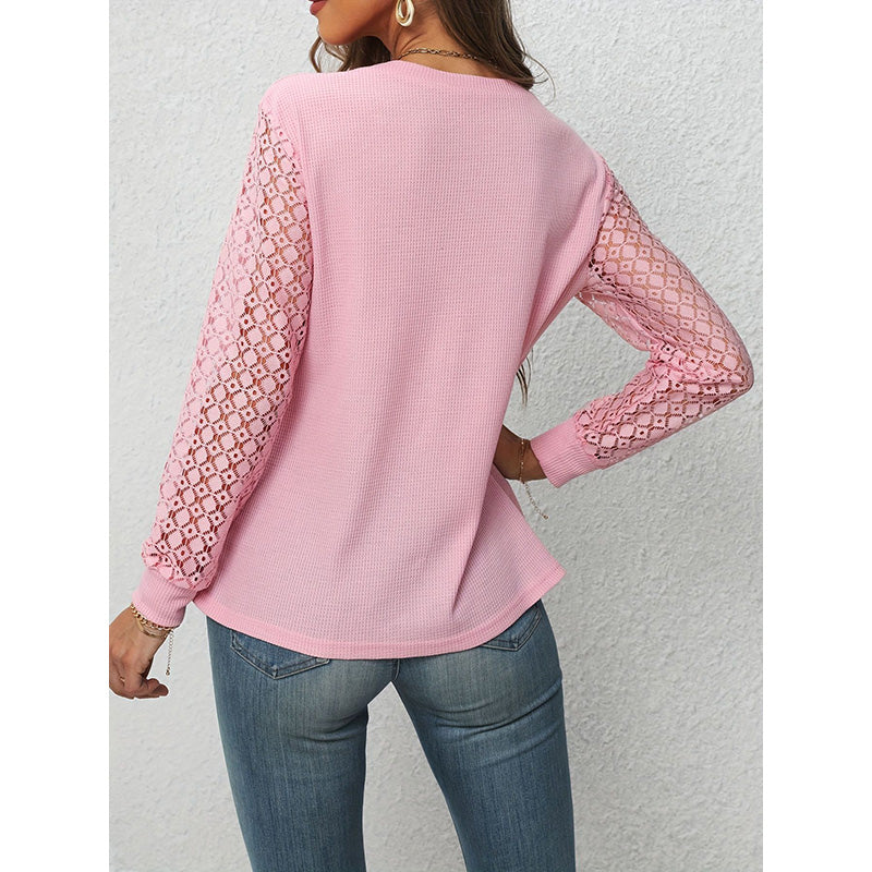 Solid Puff Sleeves Round Neck Top