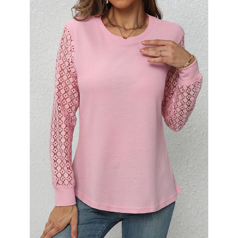 Solid Puff Sleeves Round Neck Top