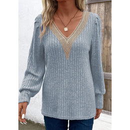 Women Vertical Striped V-Neck Top