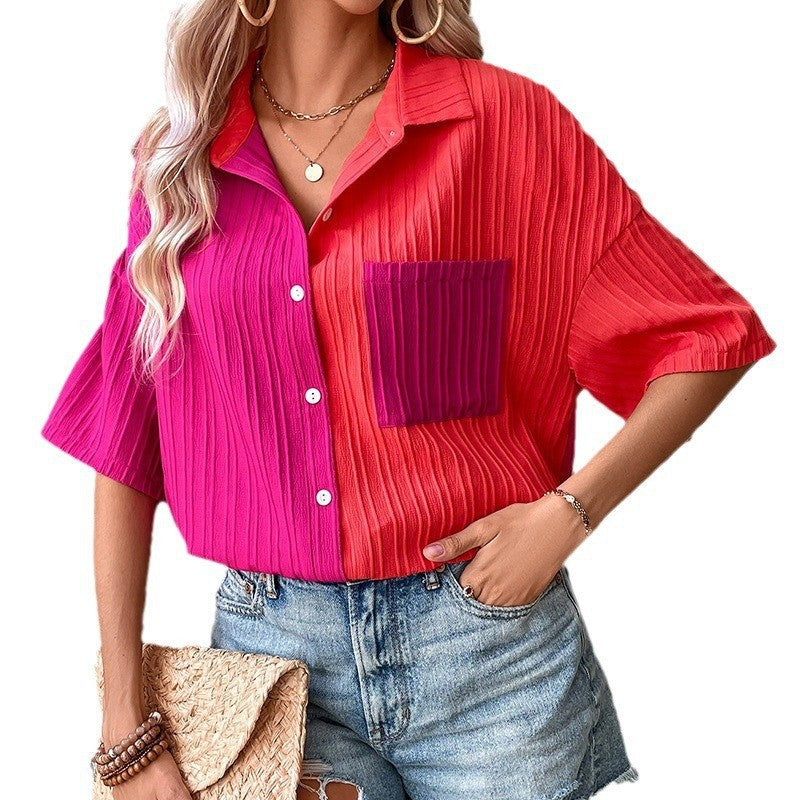 Women Colourblocked Oversized Casual Shirt