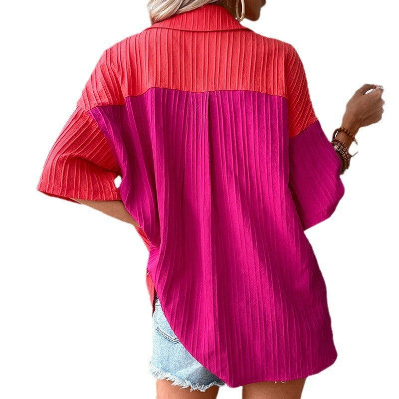 Women Colourblocked Oversized Casual Shirt