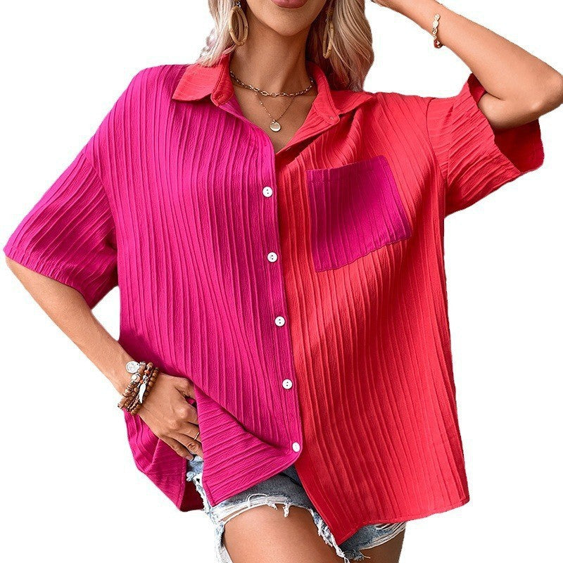 Women Colourblocked Oversized Casual Shirt