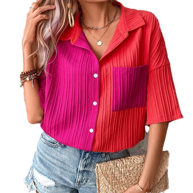 Women Colourblocked Oversized Casual Shirt