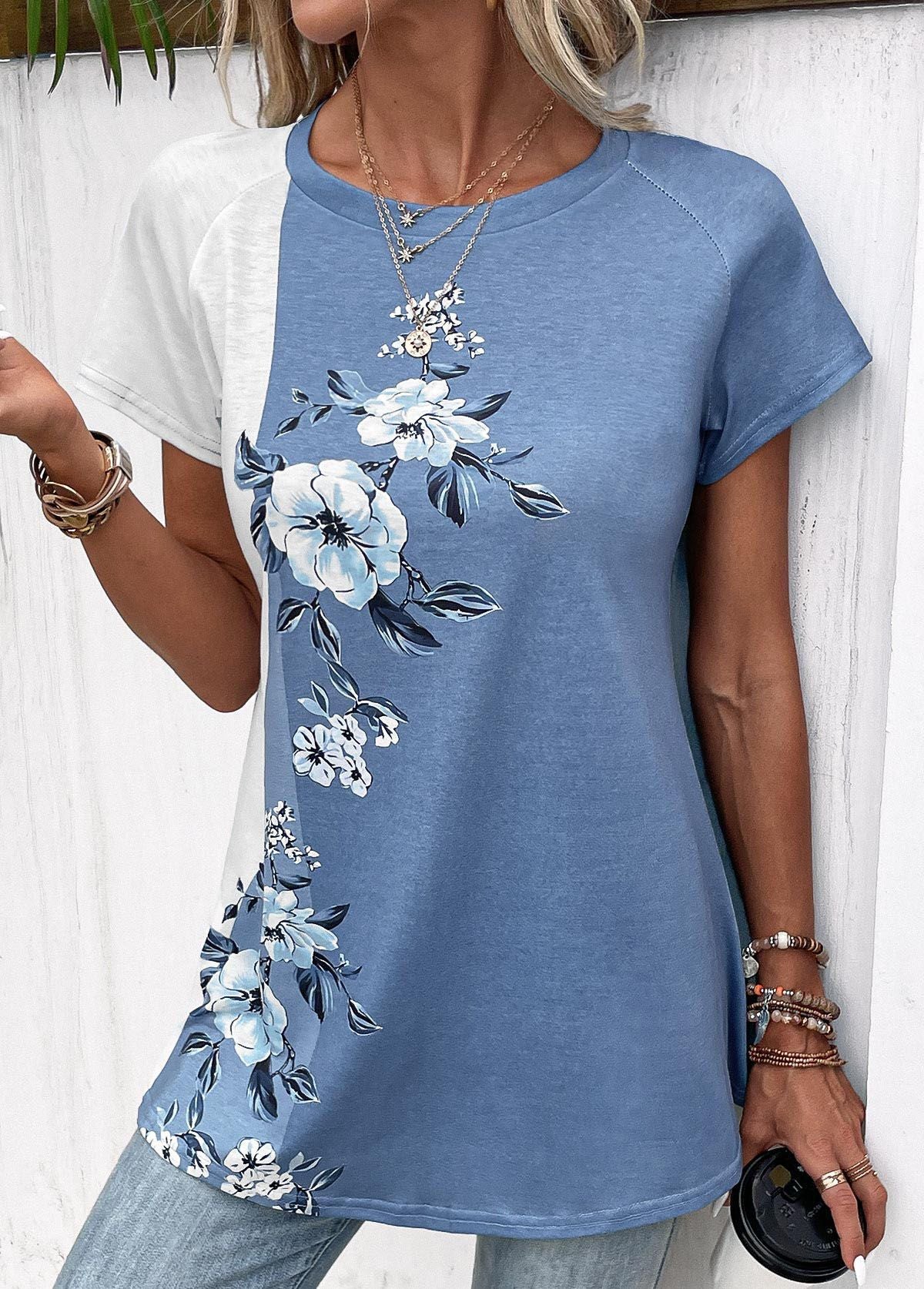 Women Floral Printed Round Neck Top