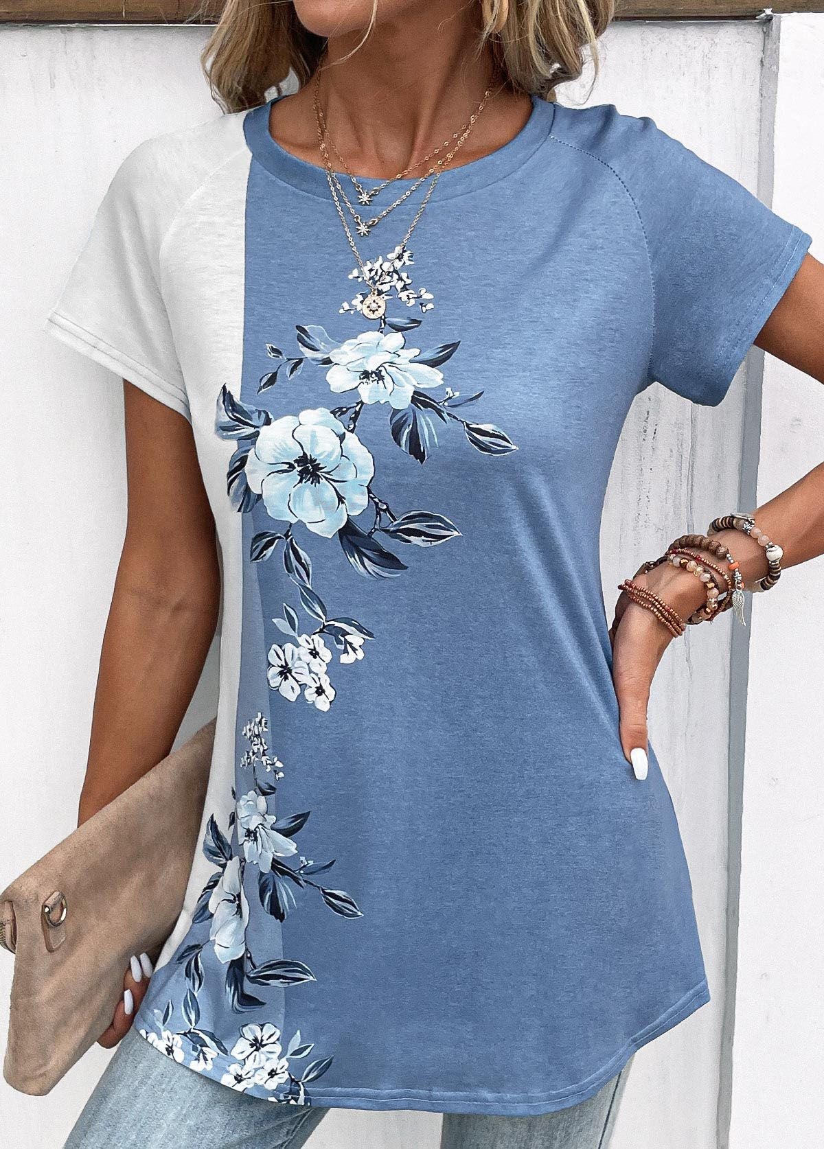 Women Floral Printed Round Neck Top