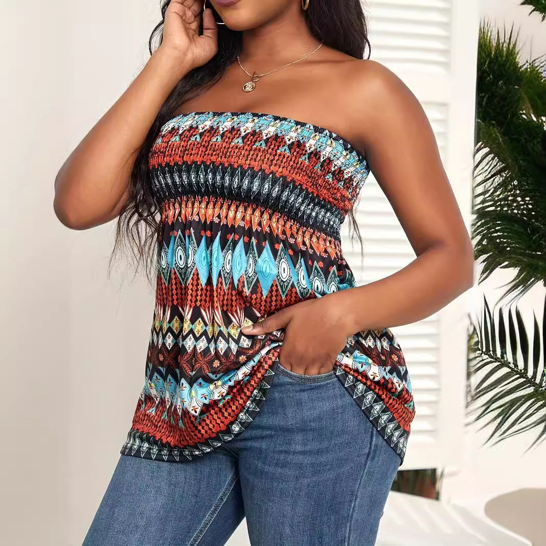 Women Abstract Printed Off-Shoulder Top