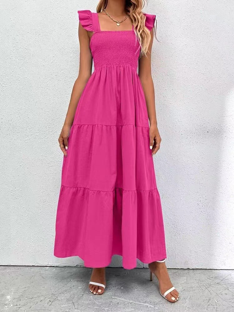 Flutter Sleeves Tiered A-Line Maxi Dress