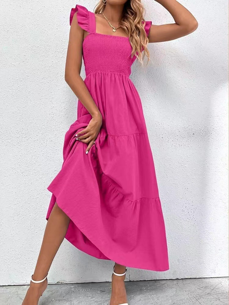 Flutter Sleeves Tiered A-Line Maxi Dress