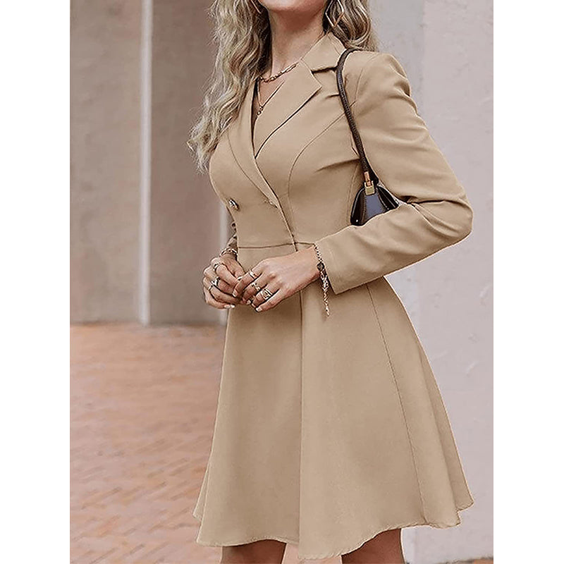 Khaki Shirt Collar Wrap Dress
