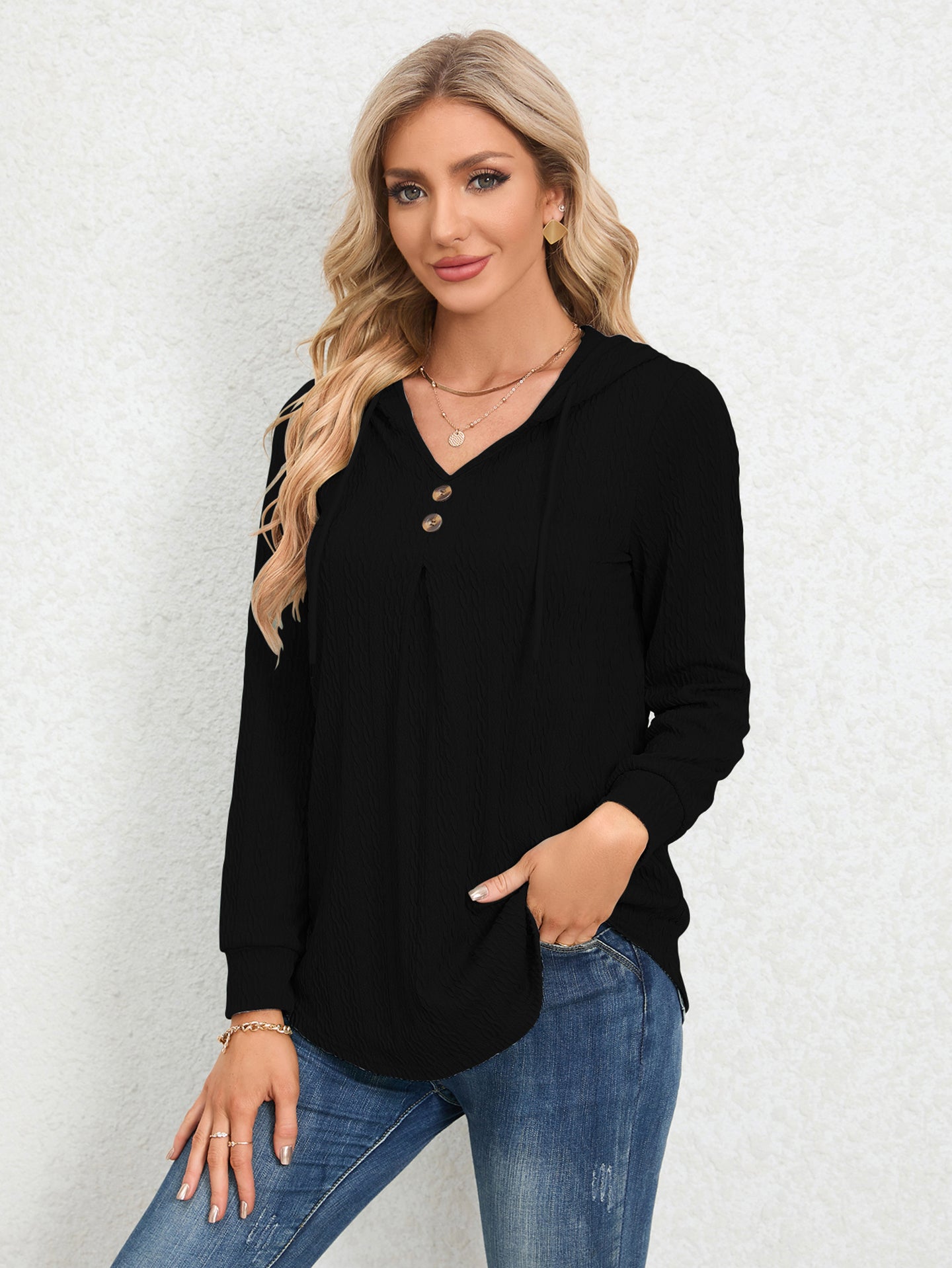 Women Solid V-Neck Top