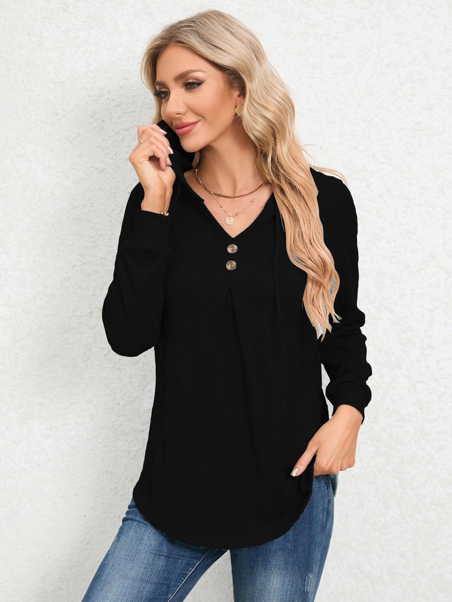 Women Solid V-Neck Top