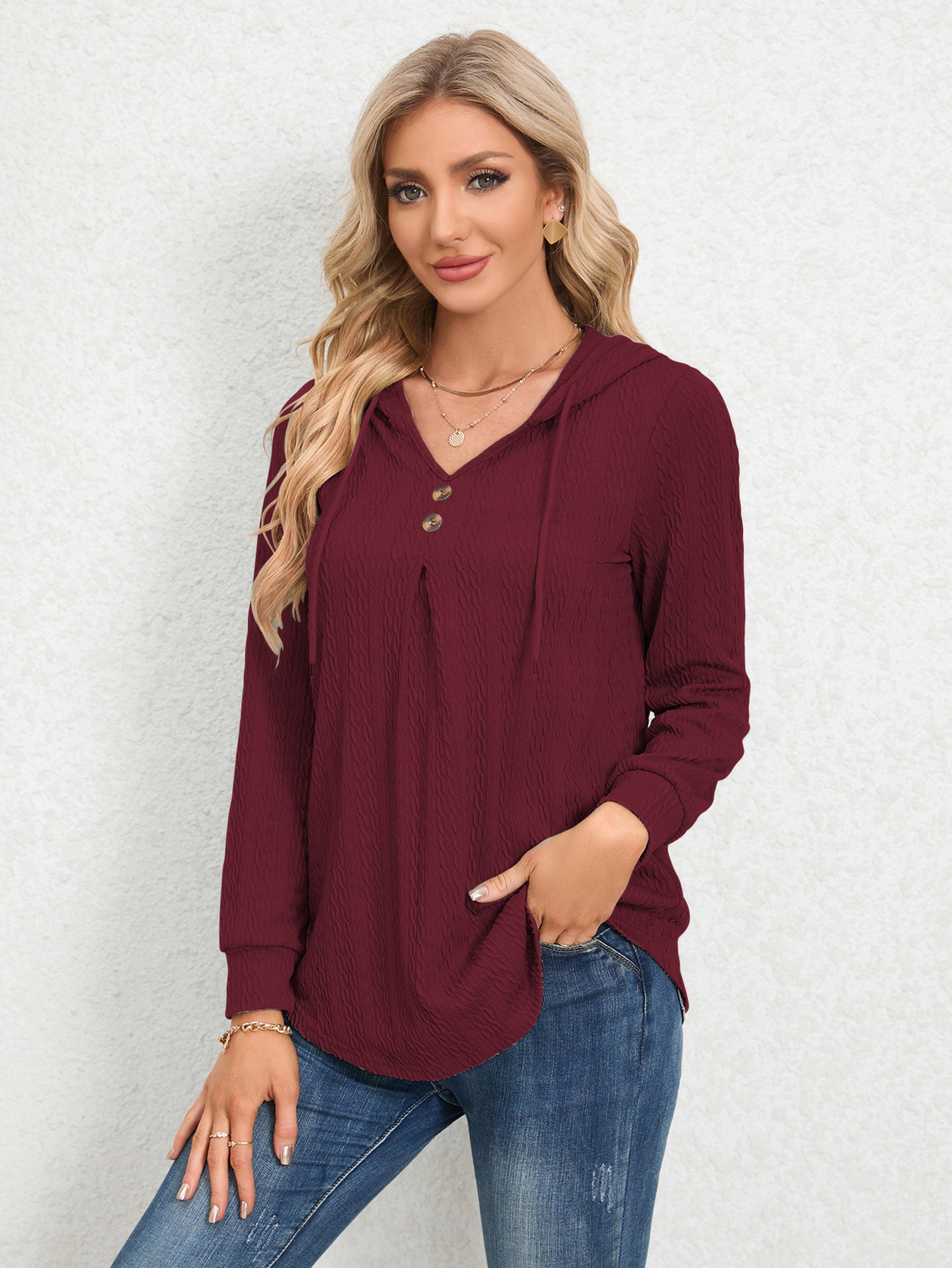Women Solid Hood Top