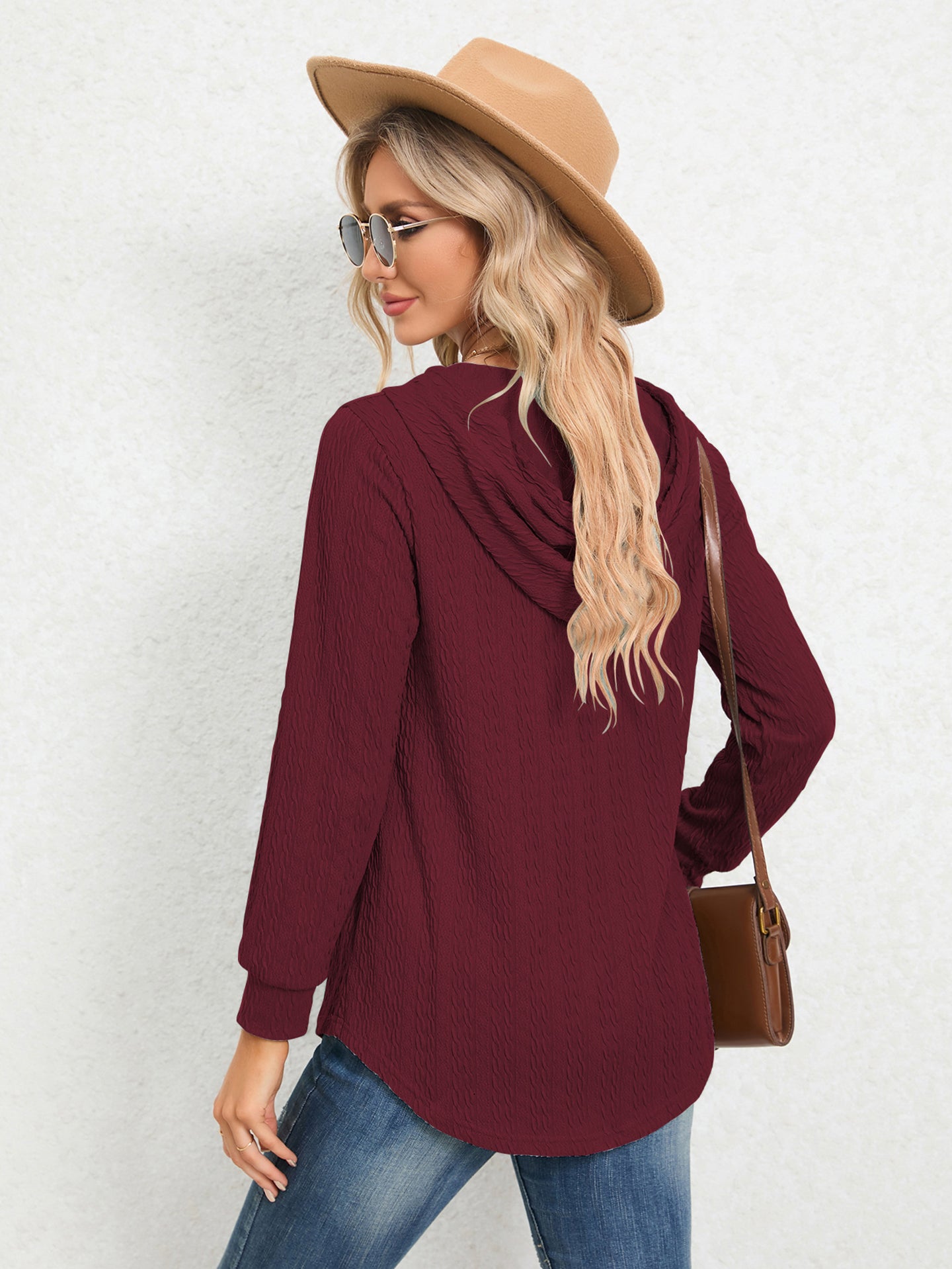 Women Solid Hood Top