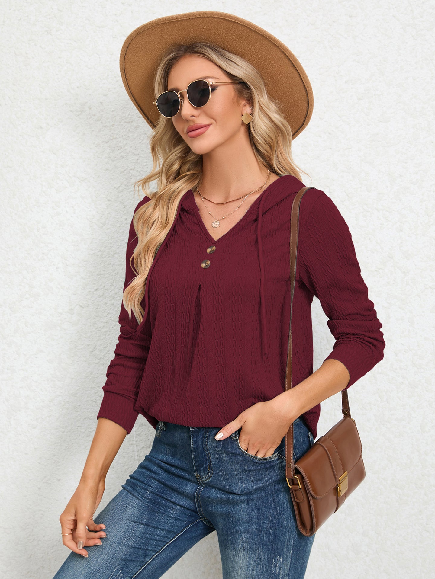 Women Solid Hood Top