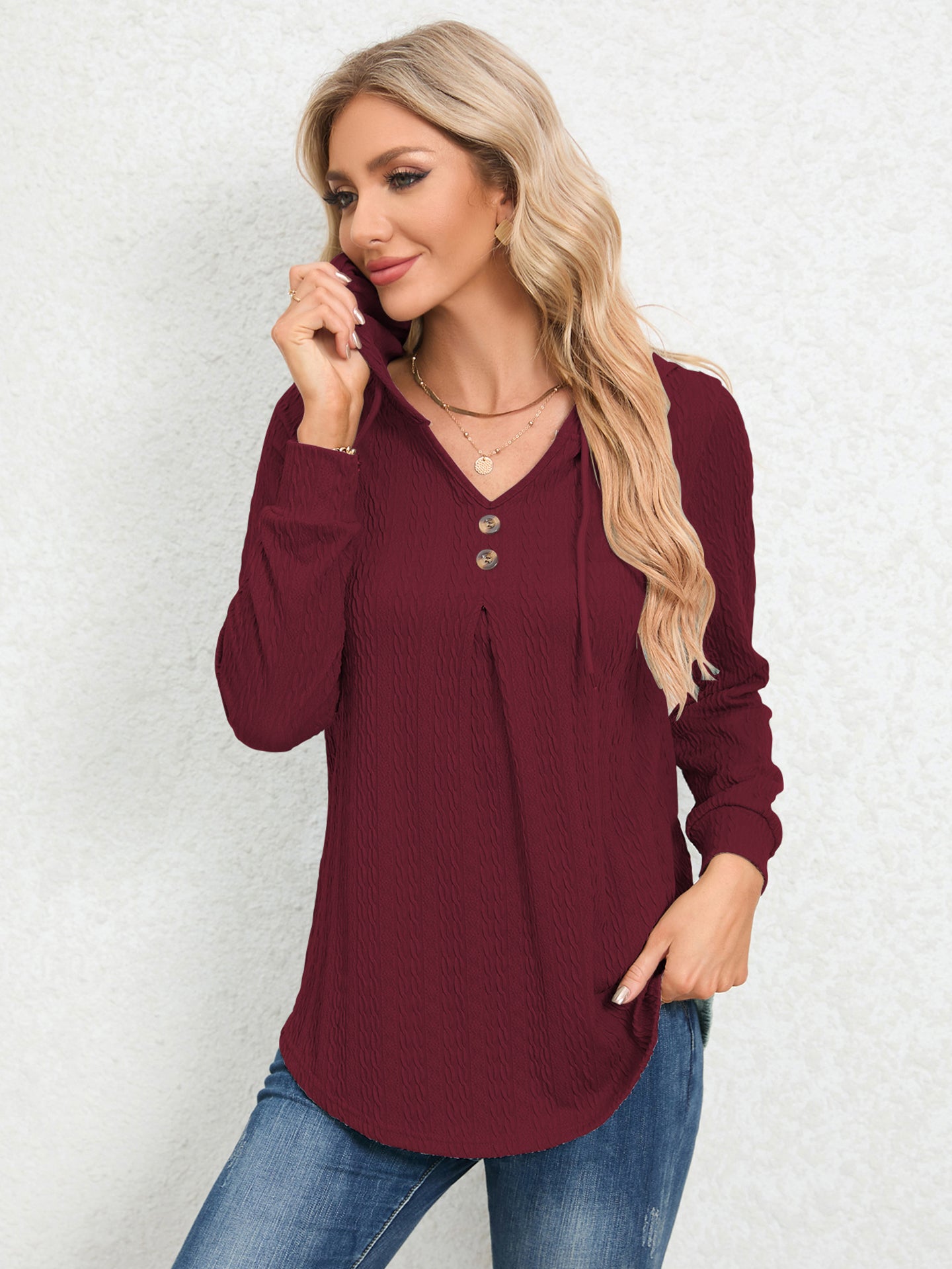 Women Solid Hood Top