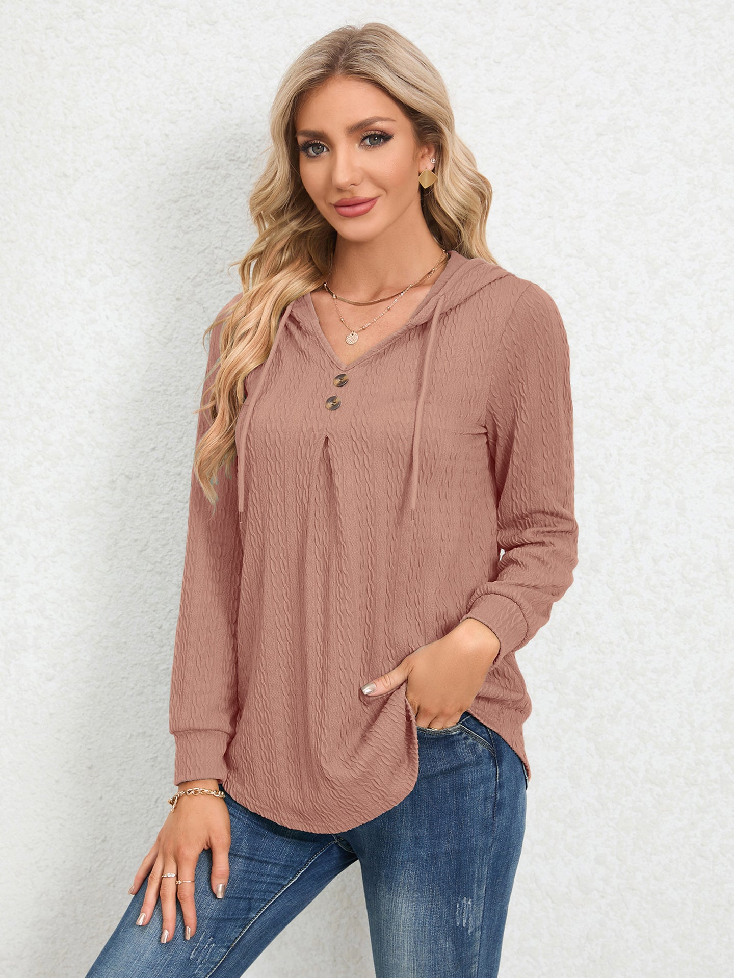Women Solid Hood Top