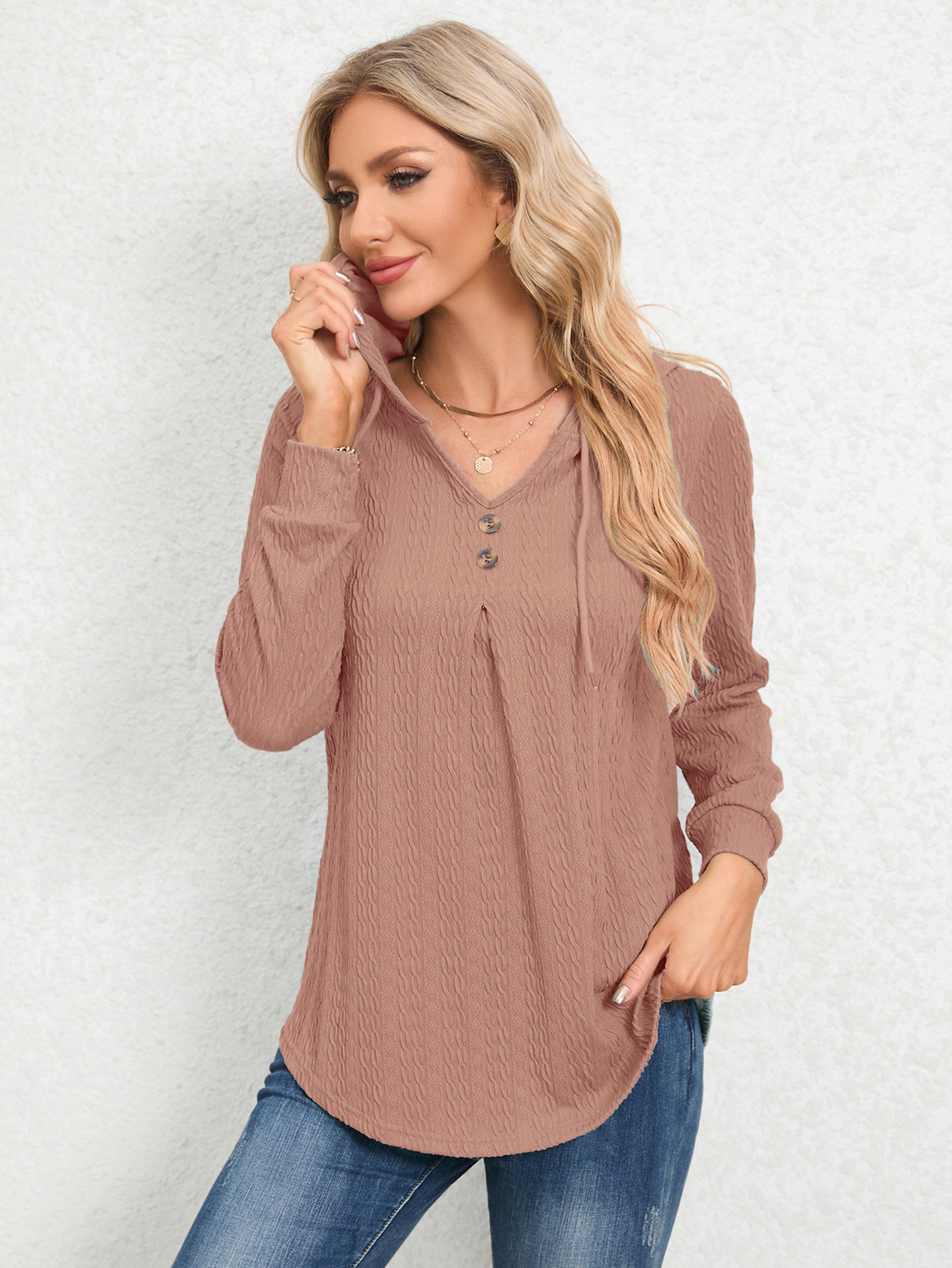 Women Solid Hood Top