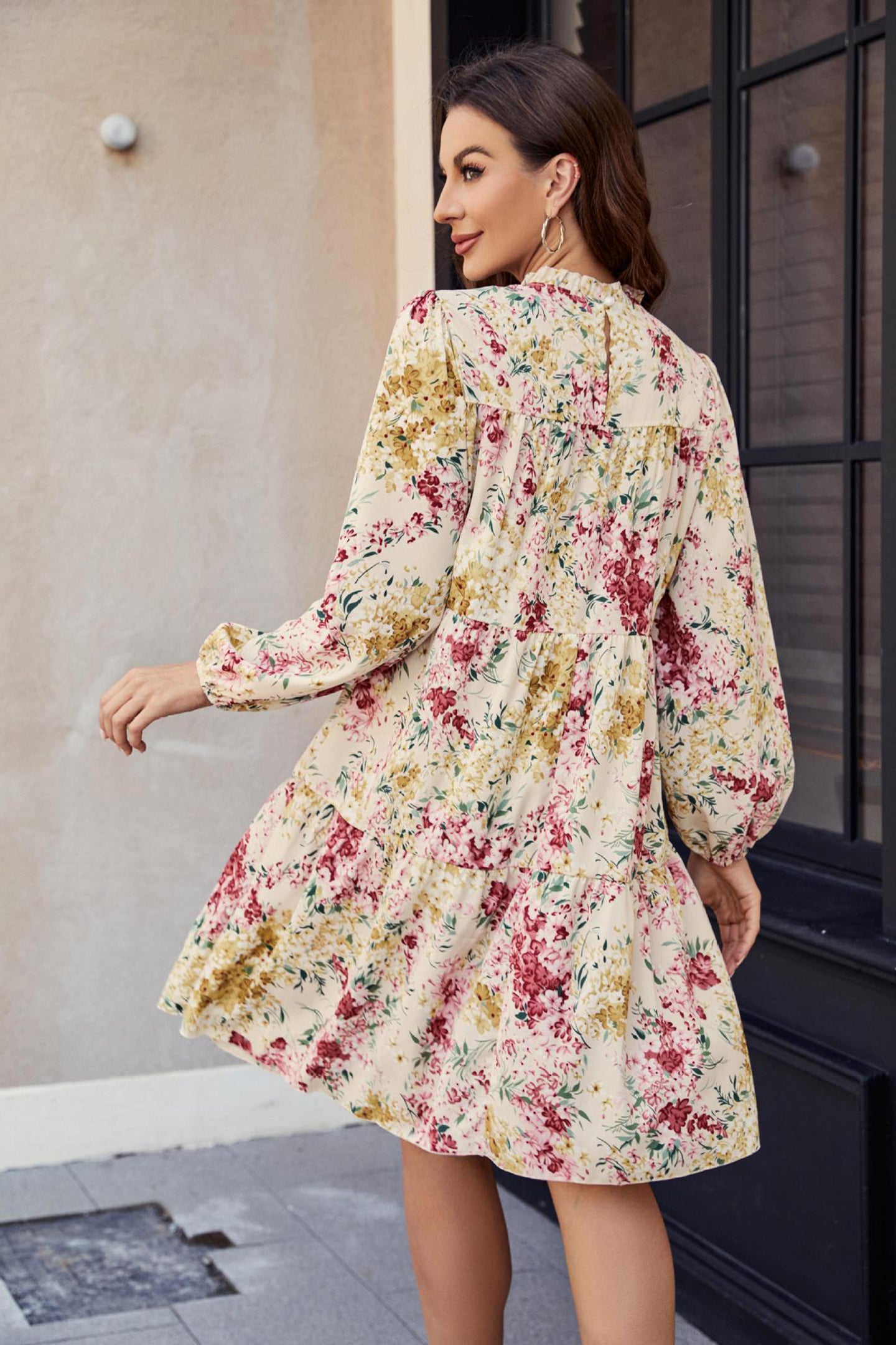 Floral Printed Fit and Flare Knee Length Dress