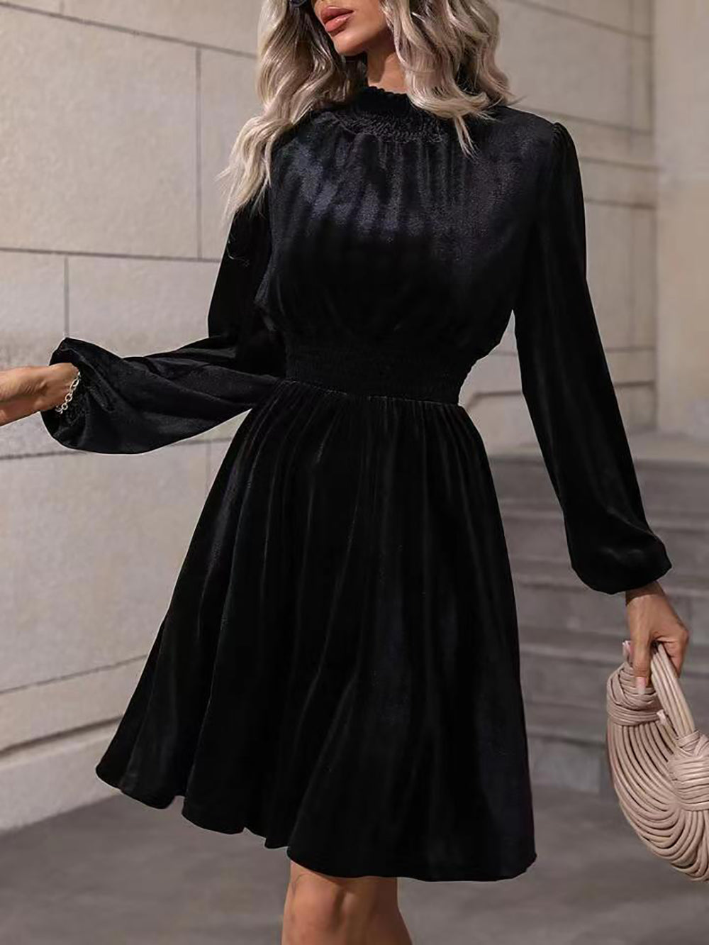 Women Solid A-Line Mini Dress