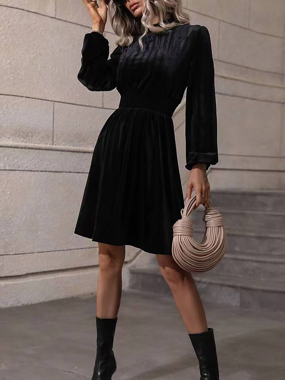 Women Solid A-Line Mini Dress