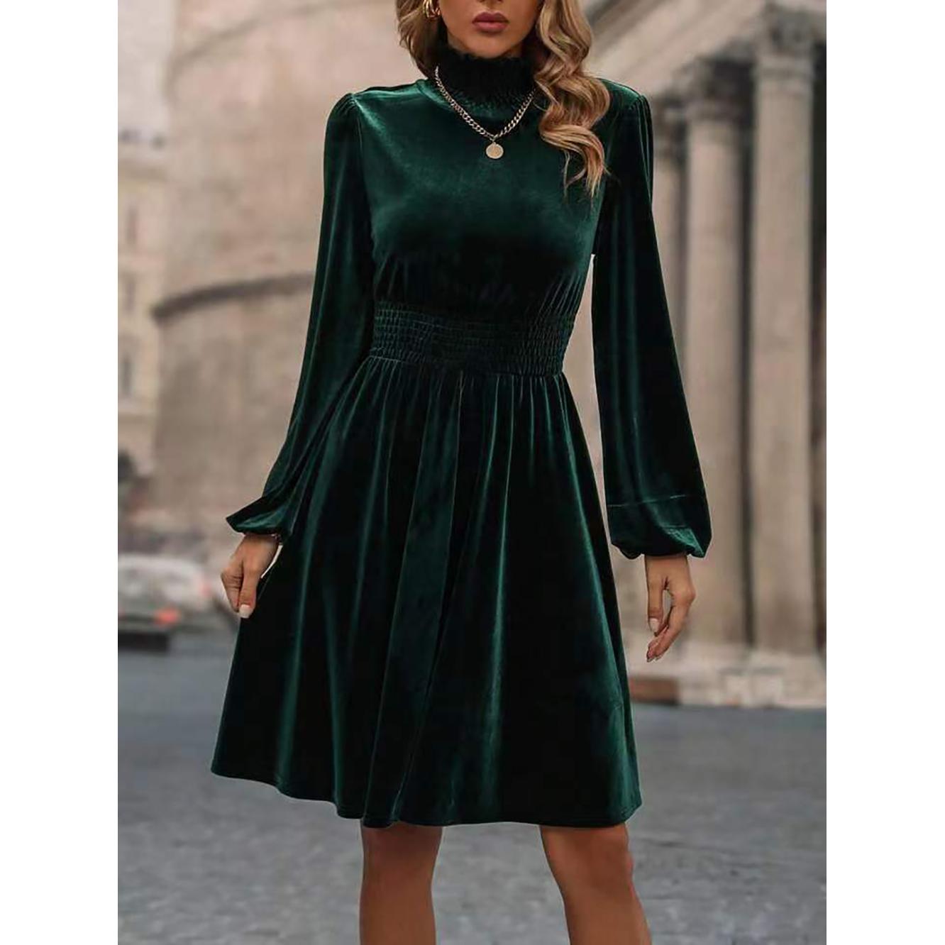 Women's Green A-Line Knee Length Dress